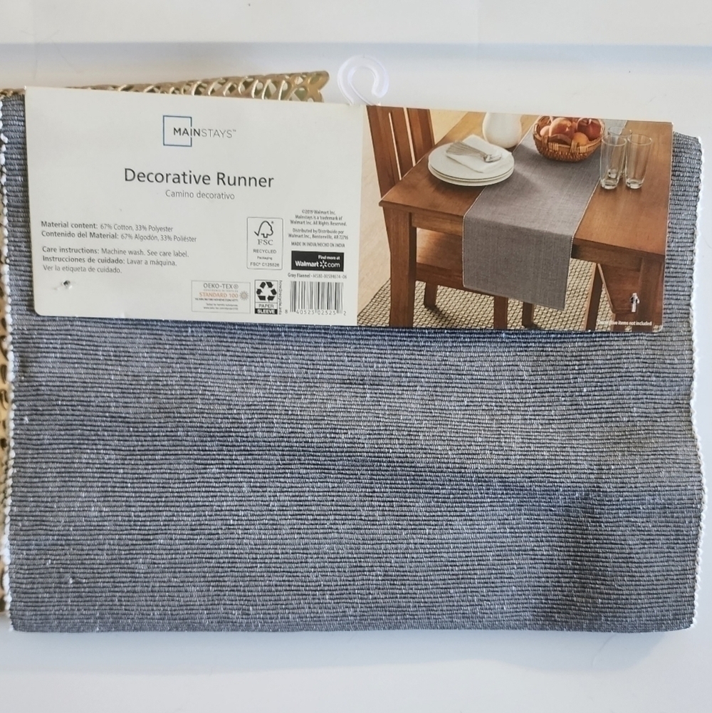 Decorative table runners silver and gold color